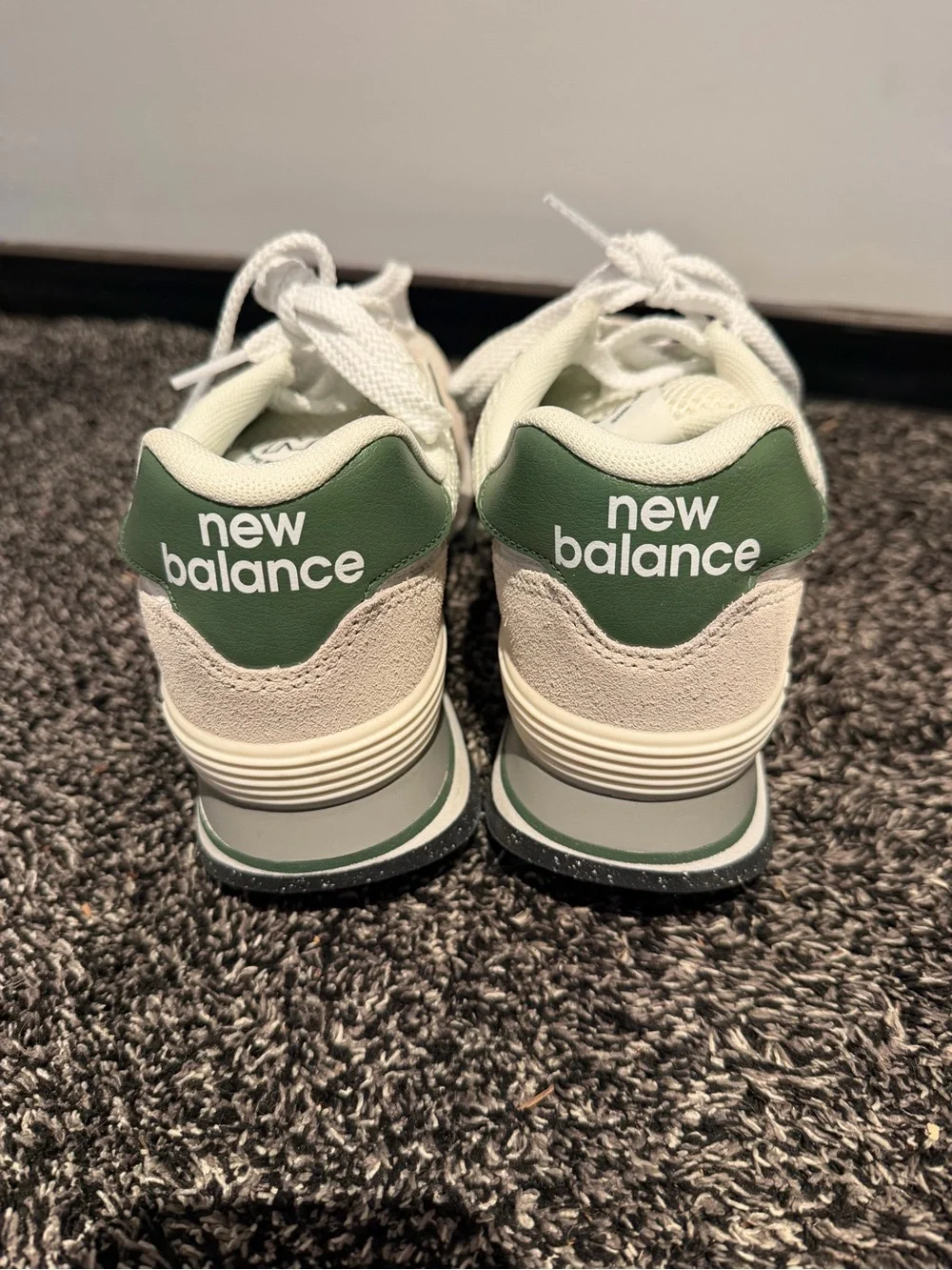 New Balance 574 Cream and Green Women's Athletic Sneaker